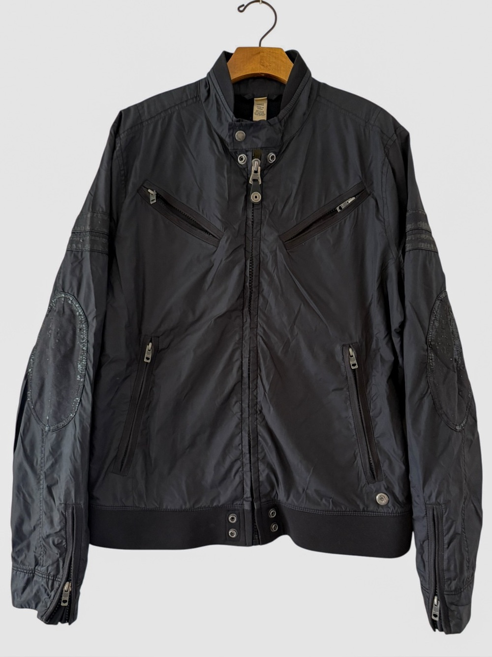 Vintage 2000s Y2K Diesel Type N78 Black Nylon Moto Jacket Men’s L